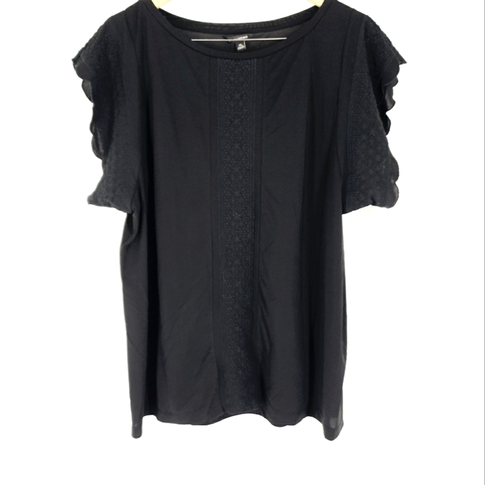 Banana Republic Embroidered Scallop Cap Sleeve Top
